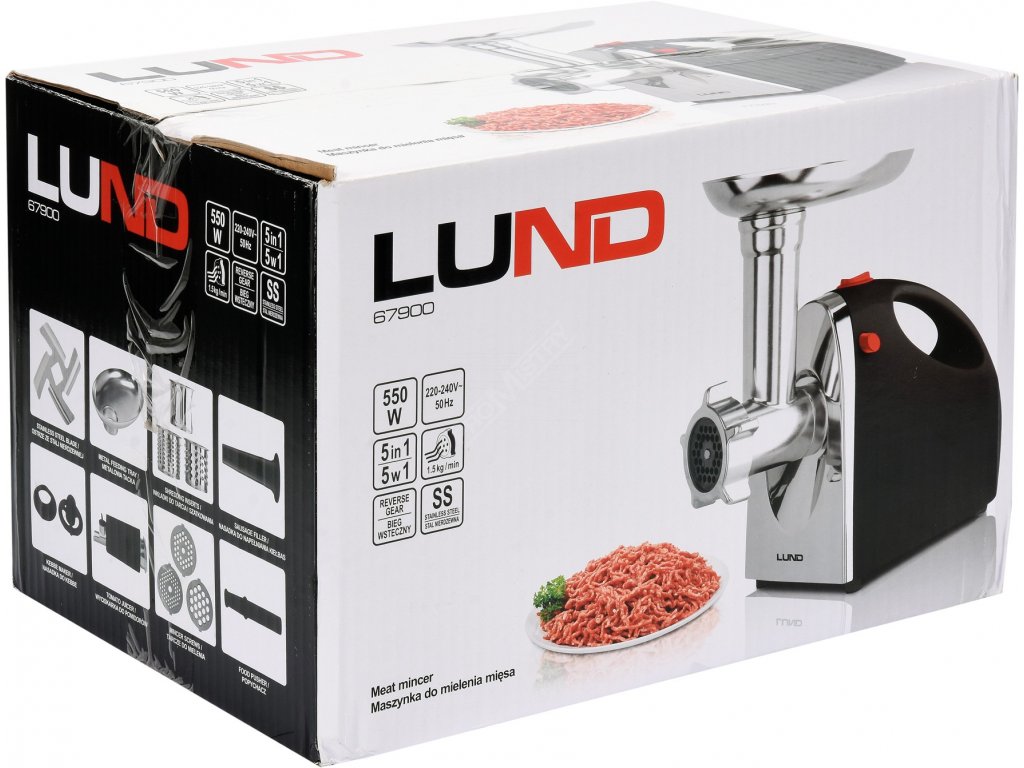 Mlýnek na maso 5 v 1 550W LUND TO-67900 + Dárek, servis bez starostí v hodnotě 300Kč