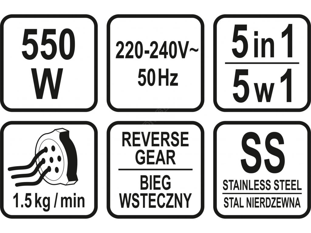 Mlýnek na maso 5 v 1 550W LUND TO-67900 + Dárek, servis bez starostí v hodnotě 300Kč