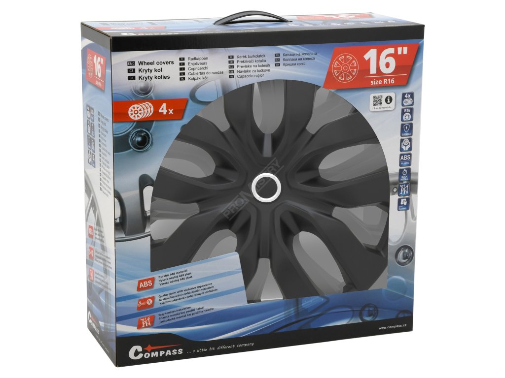 Kryty kol ARIZONA BLACK 16" (sada) Compass 32437 + Dárek, servis bez starostí v hodnotě 300Kč