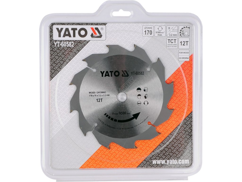Kotouč na dřevo 170 x 16 mm 12z Yato YT-60582