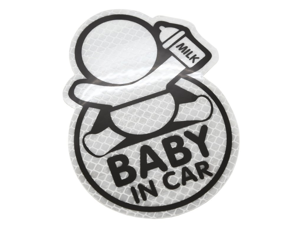 Dekor samolepící BABY IN CAR stříbrný