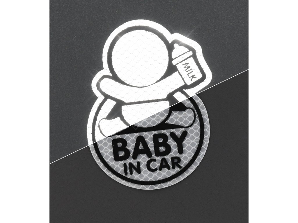 Dekor samolepící BABY IN CAR stříbrný