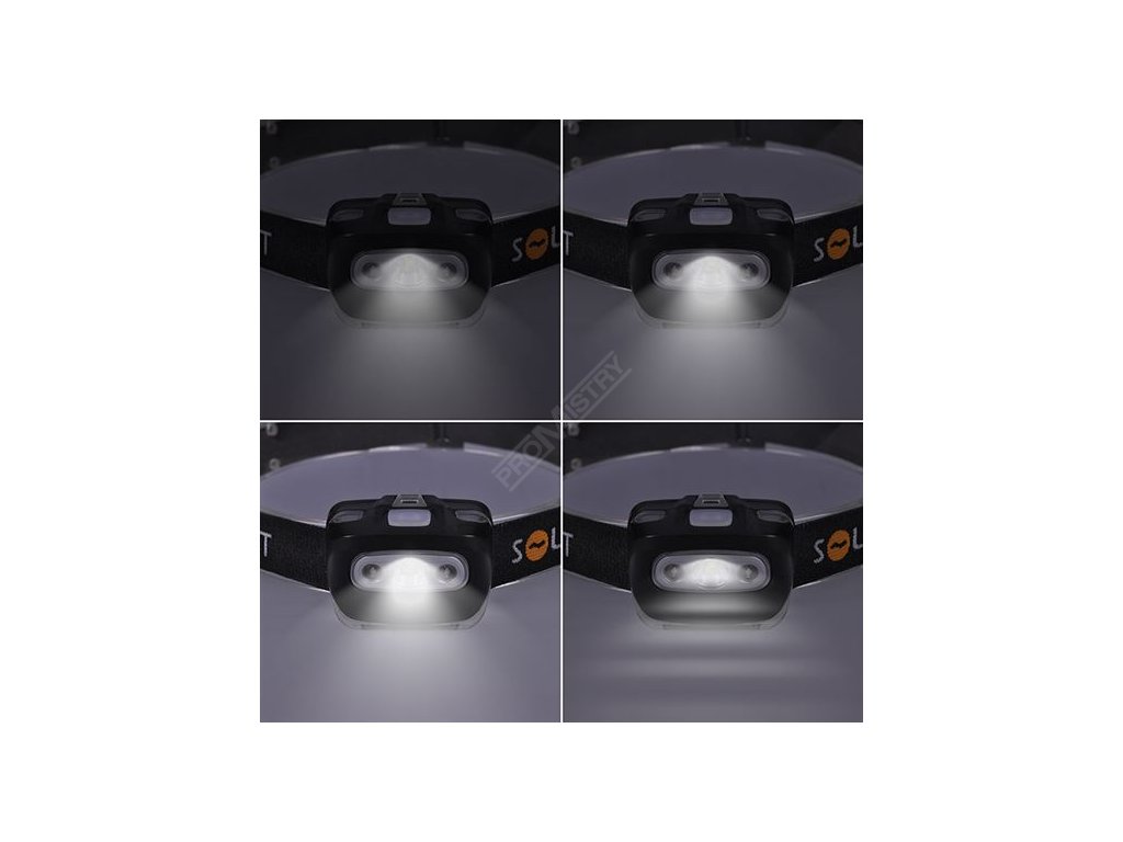 SOLIGHT - čelová LED svítilna, 3W + červené světlo, 3x AAA