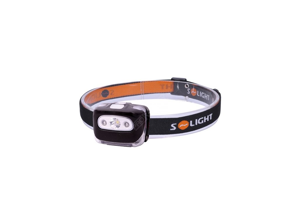 SOLIGHT - čelová LED svítilna, 3W + červené světlo, 3x AAA