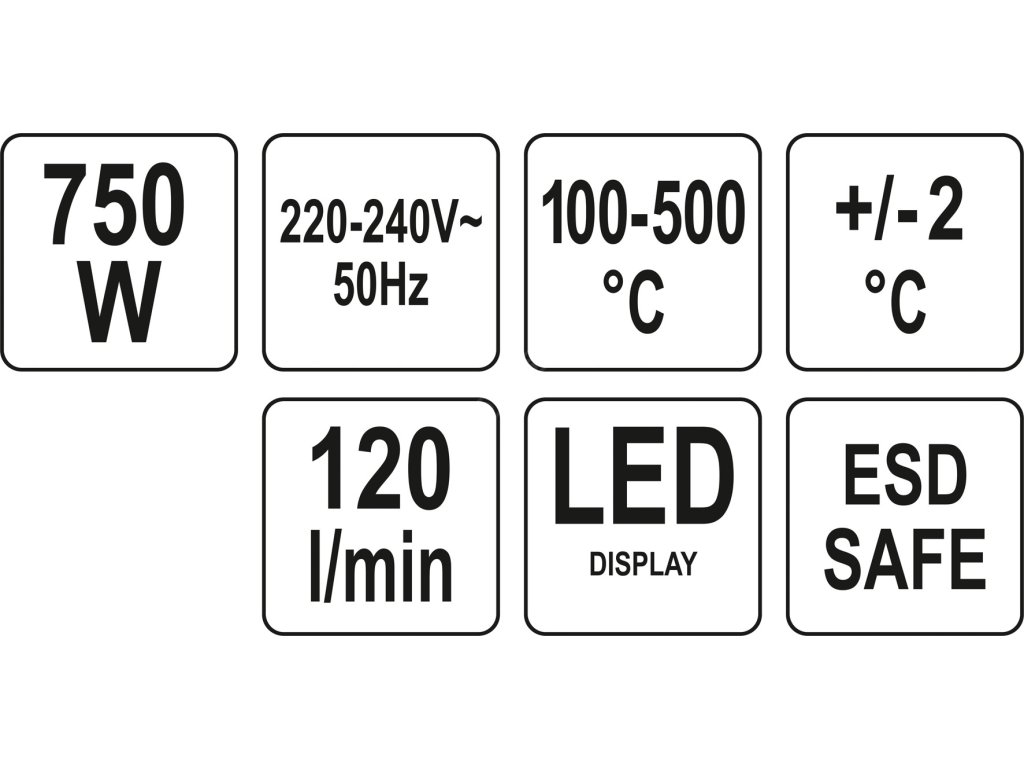Horkovzdušná pájecí stanice s LED displejem 750W Yato YT-82457 + Dárek, servis bez starostí v hodnotě 300Kč