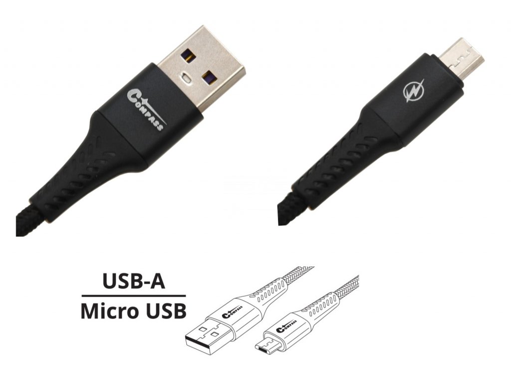 Datový a nabíjecí kabel SPEED USB-A / micro USB 480 Mb/s 1,5m Compass 07706