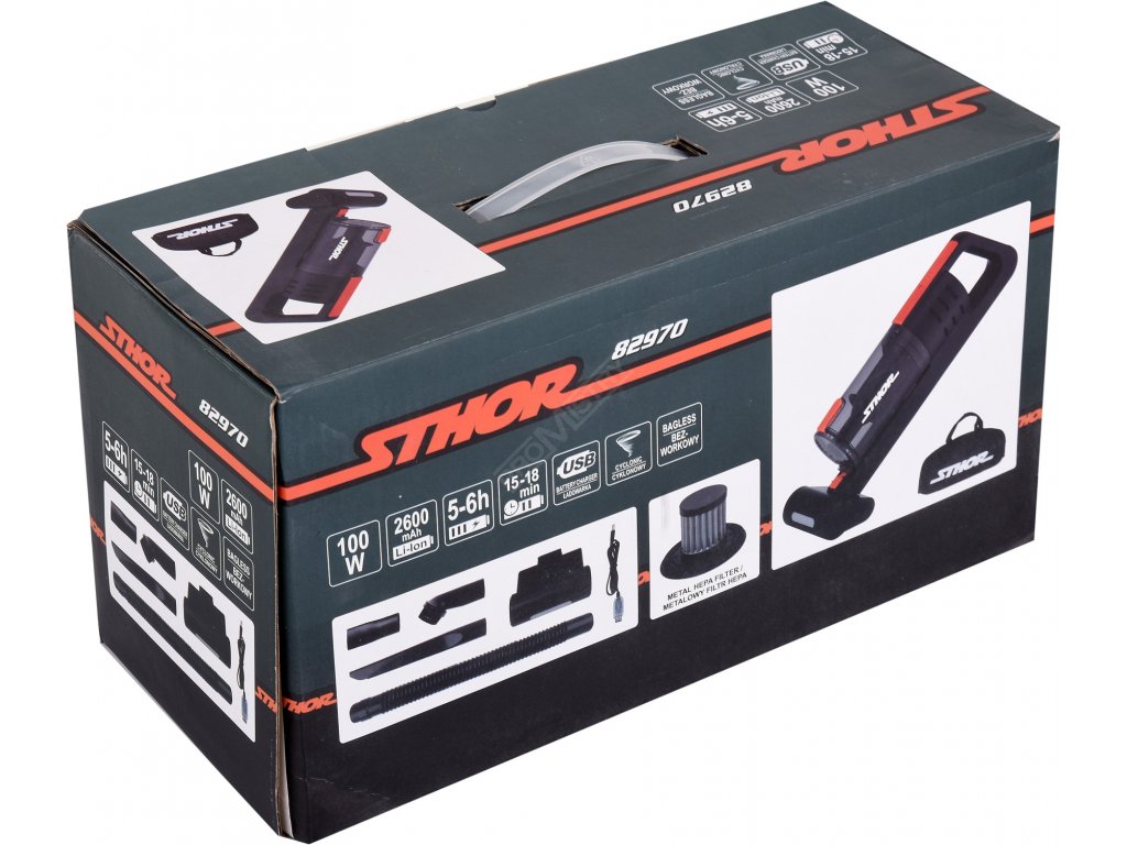 Akumulátorový vysavač 100W s HEPA filtrem Sthor TO-82970 + Dárek, servis bez starostí v hodnotě 300Kč