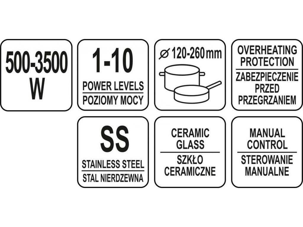Indukční vařič 3500W manuální ovládání Yato Gastro YG-04700 + Dárek, servis bez starostí v hodnotě 300Kč