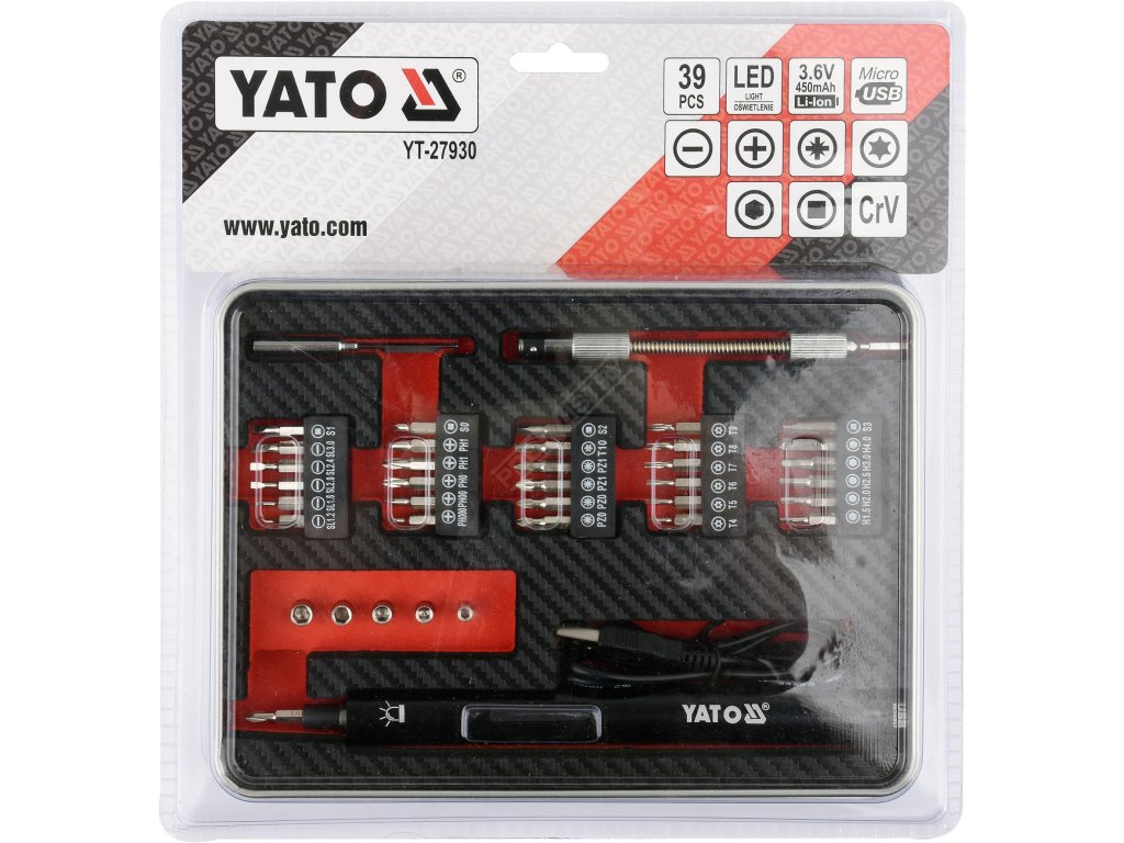 Přesný aku šroubovák 3,6V SET 39PCS Yato YT-27930 + Dárek, servis bez starostí v hodnotě 300Kč