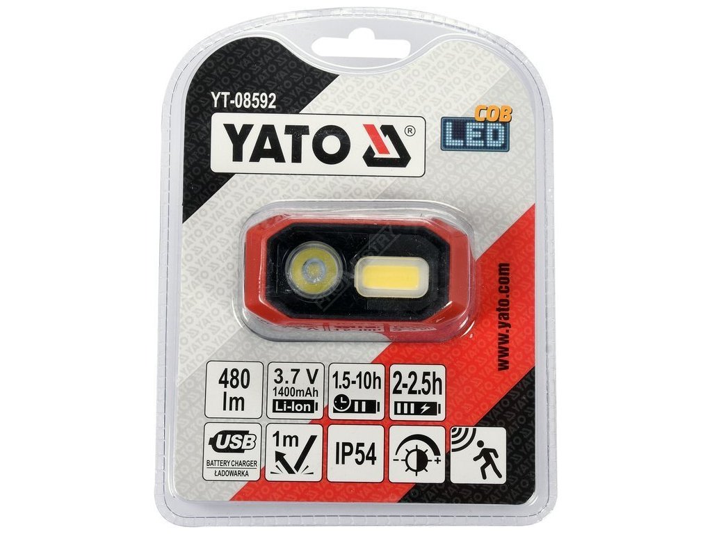 Svítilna čelovka COB/OSRAM LED 480lm Yato YT-08592 + Dárek, servis bez starostí v hodnotě 300Kč