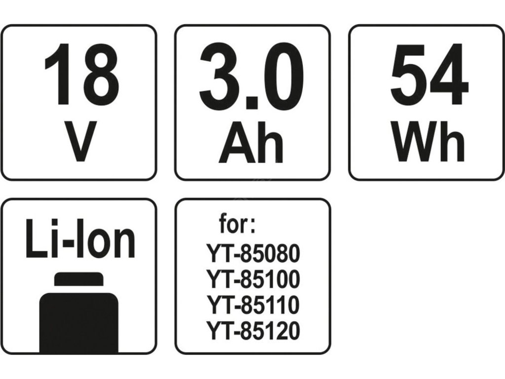 Baterie náhradní 18V Li-ion 3,0 AH (YT-85110, YT-85120) Yato YT-85130