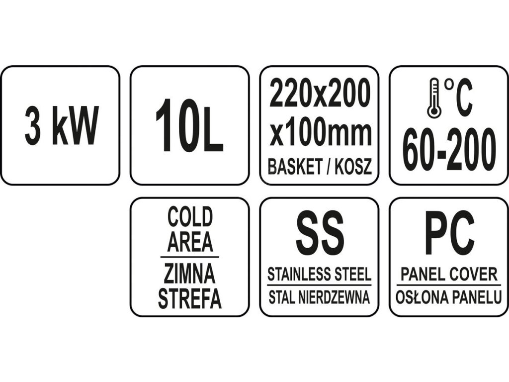 Fritéza jednokomorová 3000W 10l Yato Gastro YG-04610