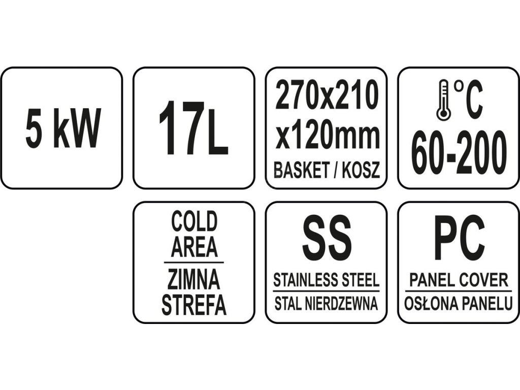 Fritéza jednokomorová 5000W 17l Yato Gastro YG-04617