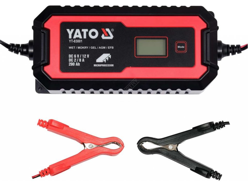 Nabíječka s LCD displejem 6V / 2A, 12V / 8A Yato YT-83001