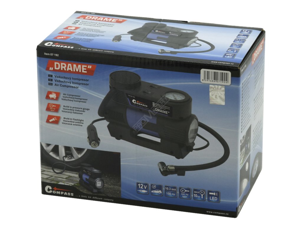 Kompresor 12V DRAME se světlem Compass 07192