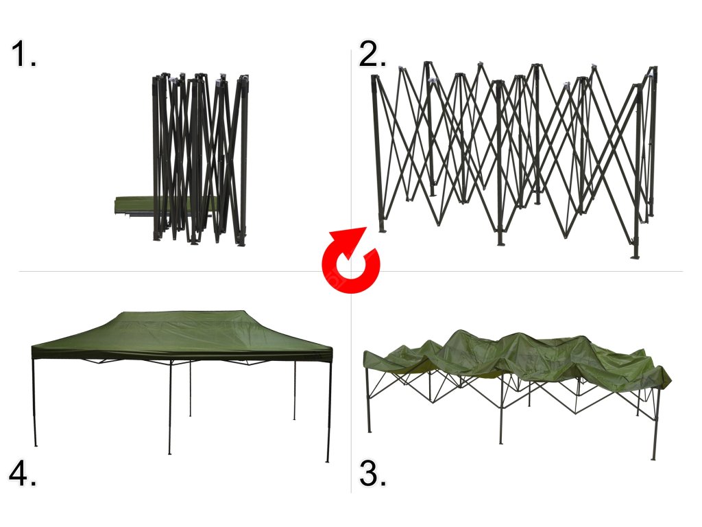 Párty stan nůžkový 3x6m zelený WATERPROOF Cattara 13339