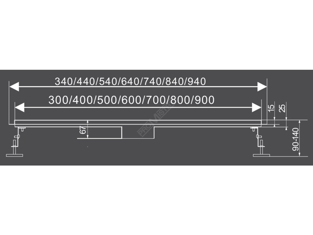 Lineární koupelnový žlab TOCANTINS 80 cm Fala TO-75372