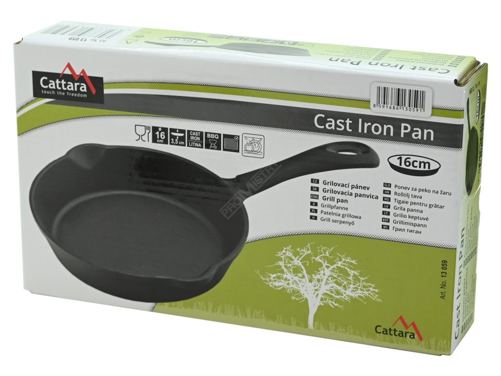 Grilovací pánev s držadlem LITINA 16cm Cattara 13059
