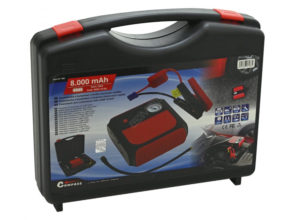 Powerbanka JUMP STARTER 8.000mAh 500A + kompresor Compass 07166