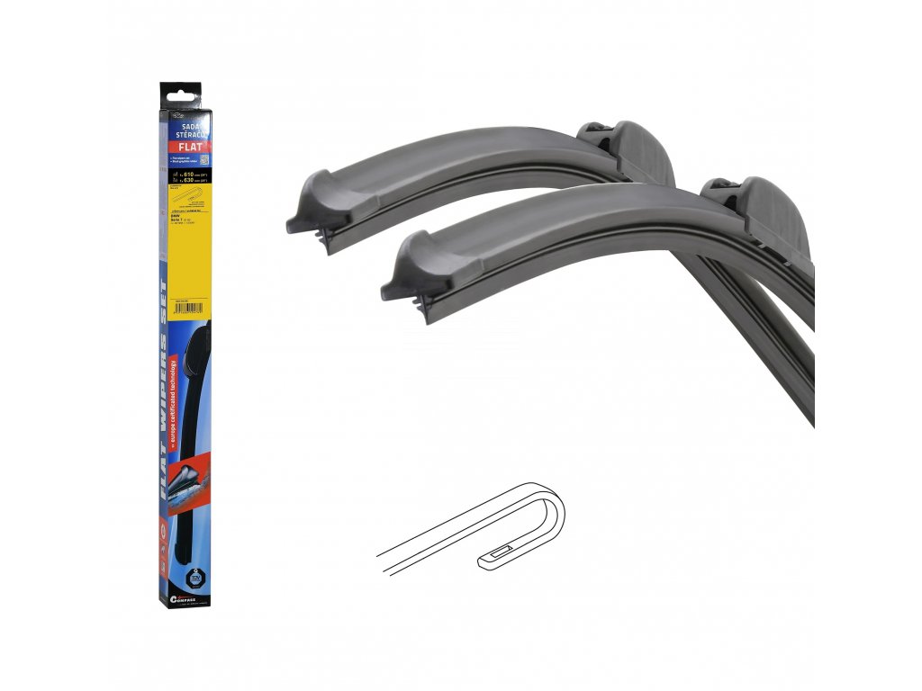 Stěrače FLAT SET (HOOK) 630+610mm Compass 10476