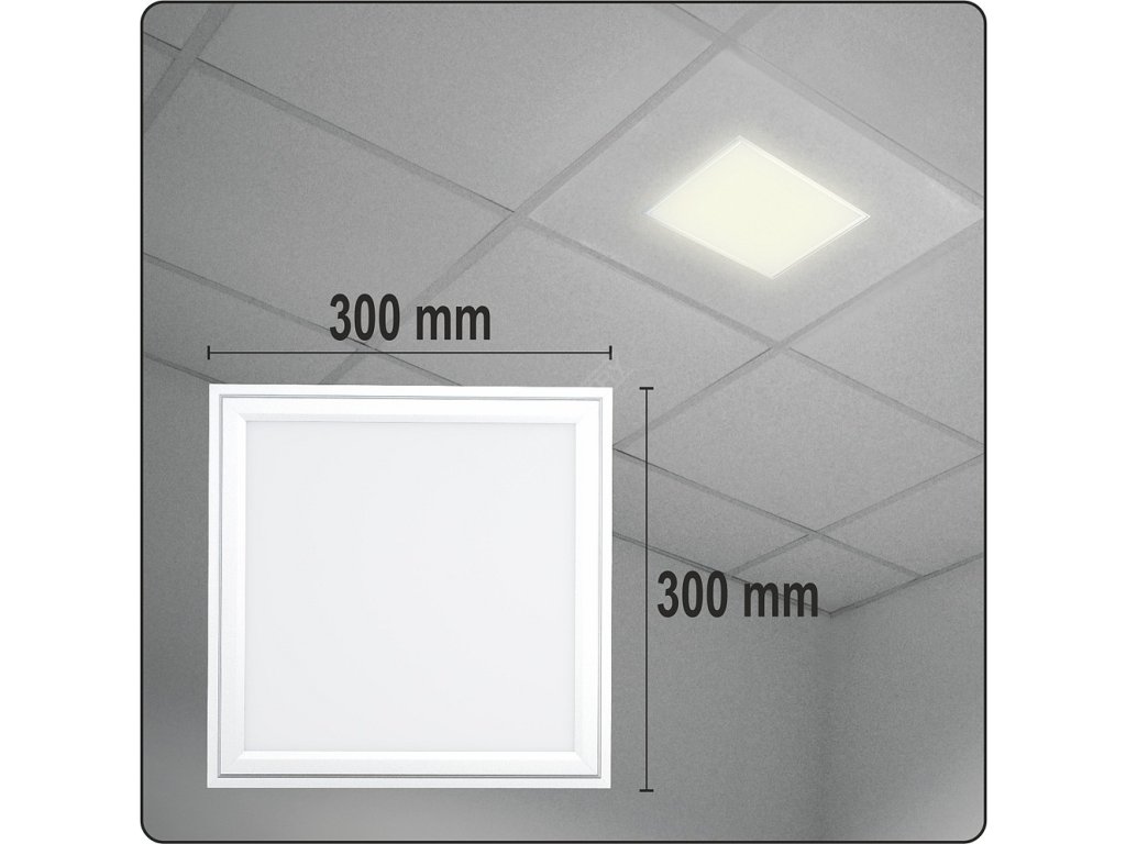 Stropní LED svítidlo do podhledu, 300x300x15mm, 18W, 80LED, 1150lm Yato YT-81941