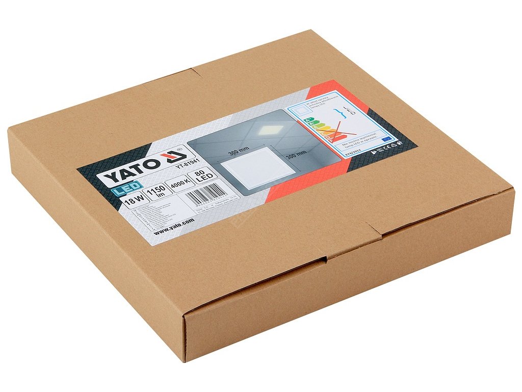 Stropní LED svítidlo do podhledu, 300x300x15mm, 18W, 80LED, 1150lm Yato YT-81941