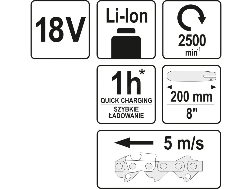 18V Motorová pila s dosahem 2-2,8 m - bez baterie Yato YT-82837