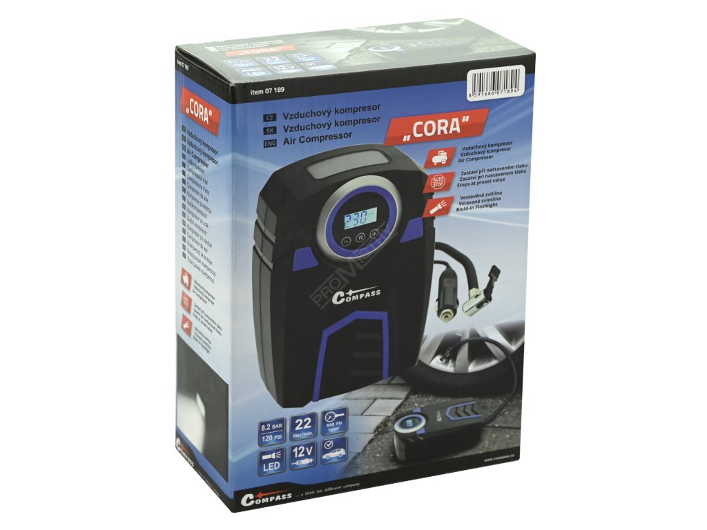 Kompresor 12V CORA se světlem Compass 07189