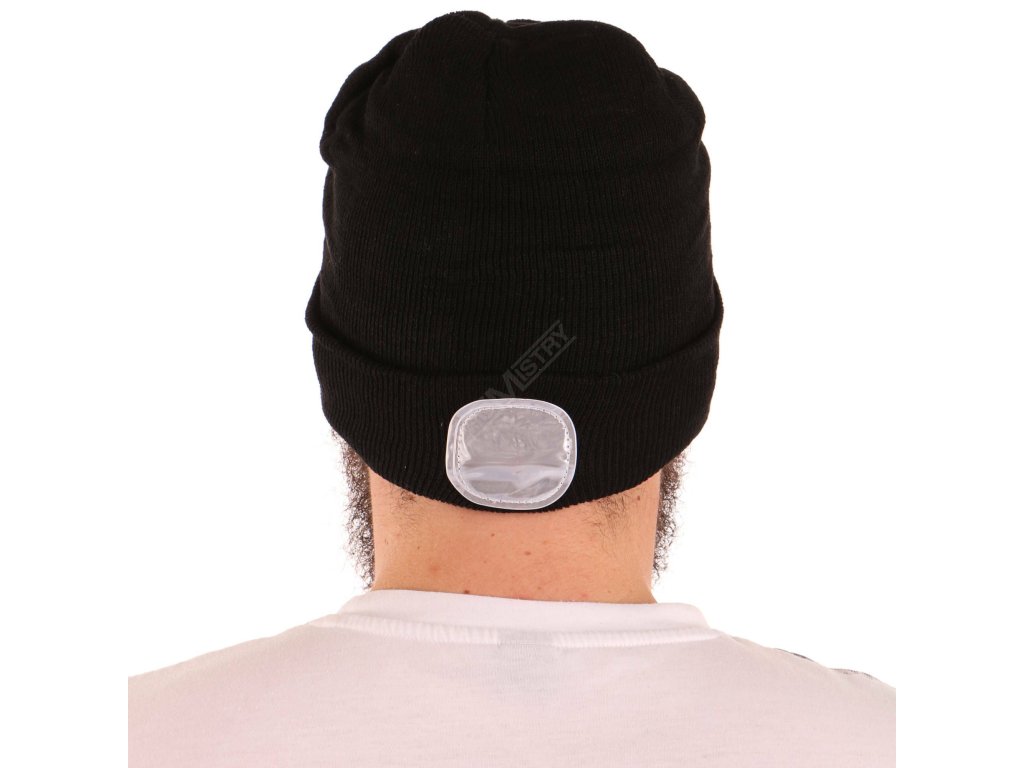 Čepice s čelovkou 180lm, nabíjecí, USB, univerzální velikost, bavlna/PE, černá