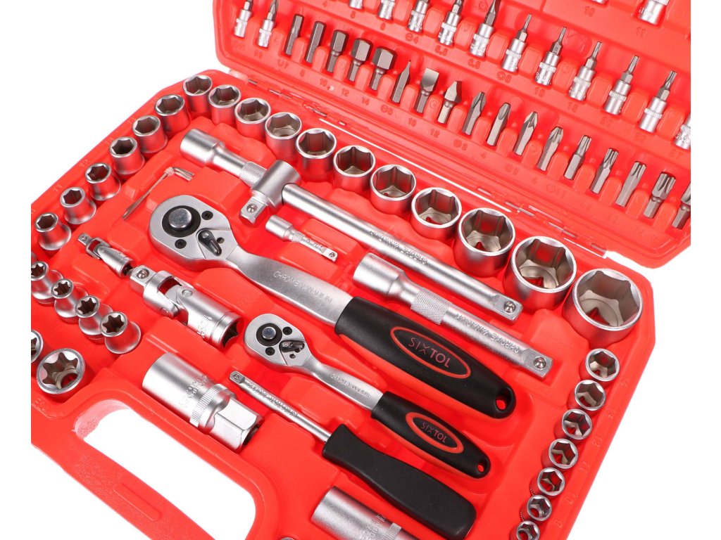 SET 2 Gola sada CRV 108 profi + Dětské nářadí KIDS 12 + Čepice s čelovkou B-HAT, černá SIXTOL SIXTOL SXSET002