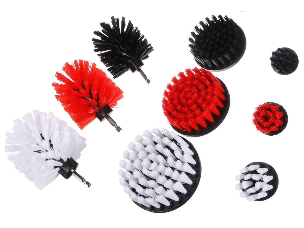 Sada kartáčů na vrtačku pro čištění auta CAR DETAILING DRILL BRUSH 9, 9ks