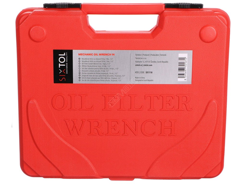 Násadkové klíče na olejové filtry MECHANIC OIL WRENCH 14, 1/2" - Prasklý kufr SIXTOL SIXTOL SX1118RO