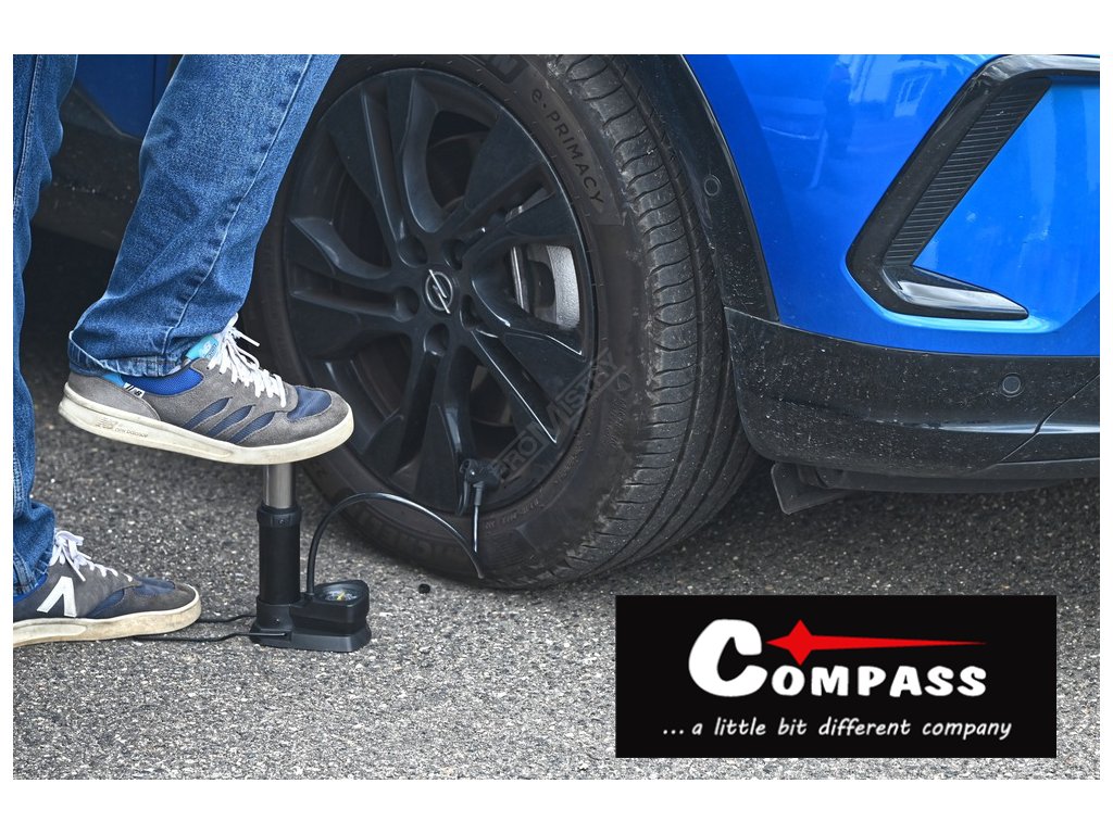 Hustilka nožní VERTI s manometrem Compass 09155