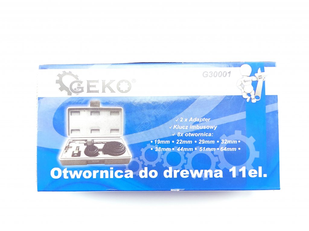 Sada 11ks vrtacích korunek do dřeva (19-64mm) GEKO nářadí G30001