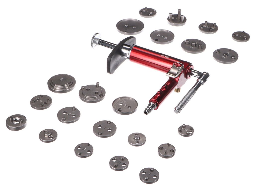 Pneumatický stlačovák brzdových pístů MECHANIC BRAKE SET PNEU 23, sada 23ks SIXTOL SIXTOL SX1273