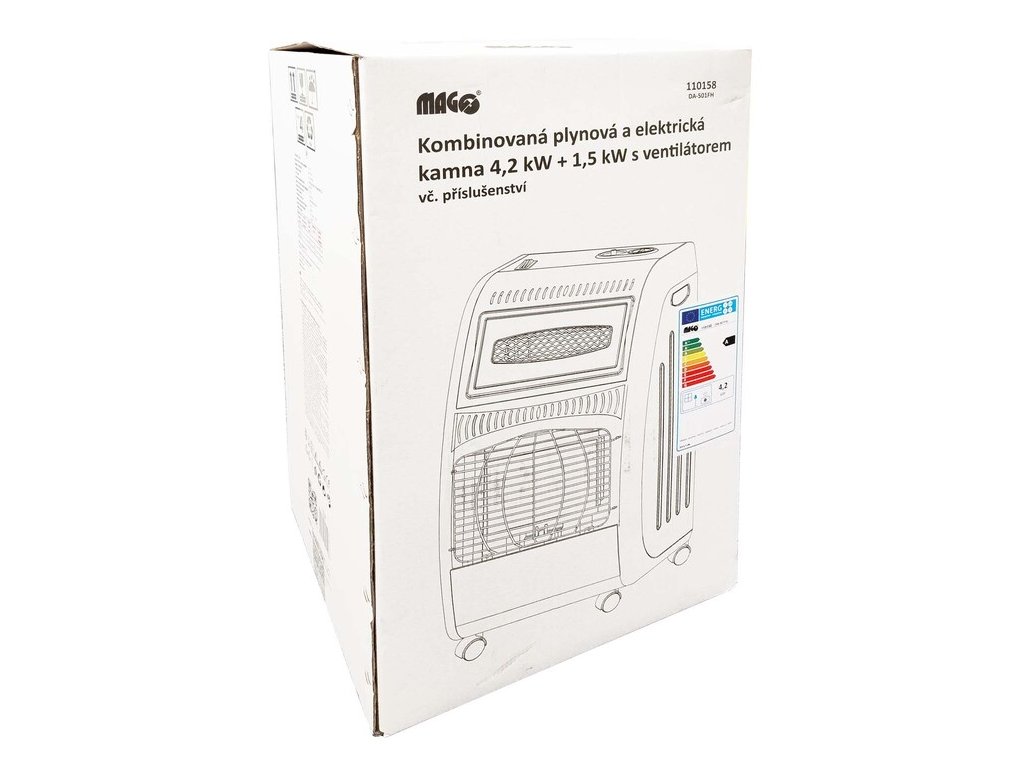 Kombinovaná plynová 4,2kW a elektrická kamna 1,5 kW MAGG s ventilátorem MAGG 110158