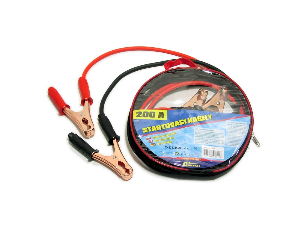 Kabely startovací 200 A 2,5m 100% měď ZIPPER BAG Compass 01112