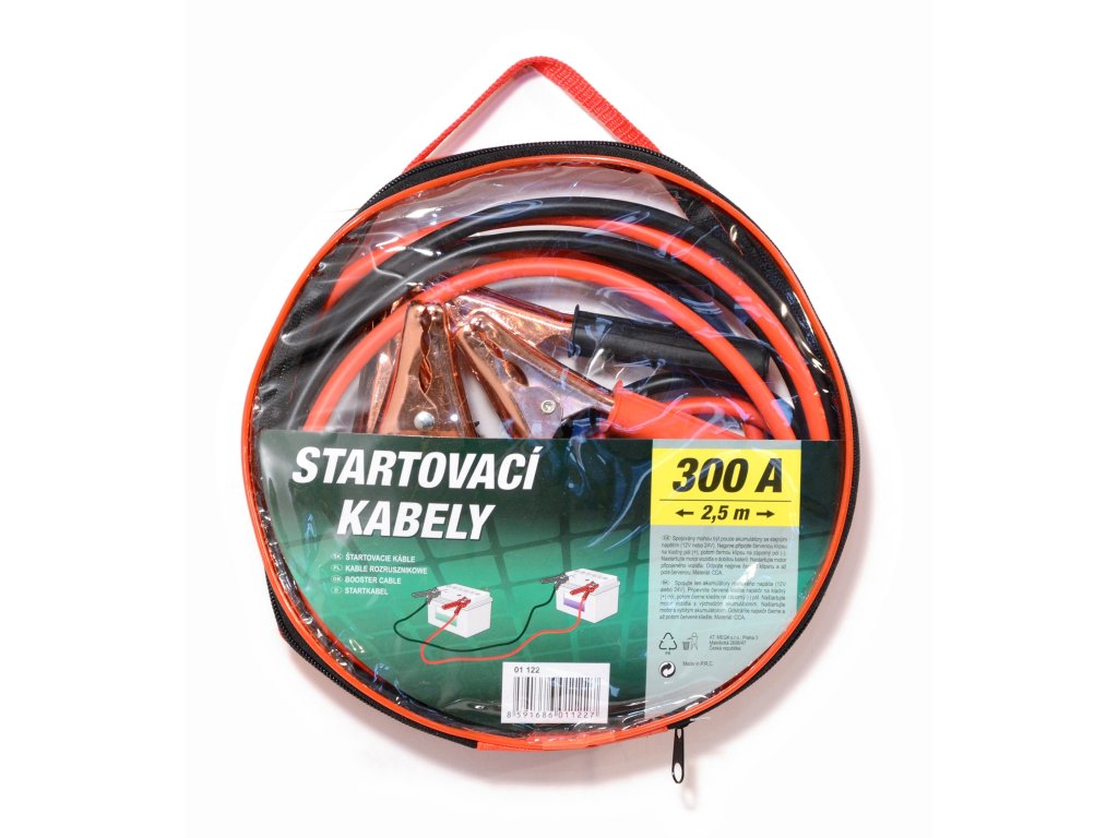 Startovací kabely 300A 2,5m zipper bag Compass 01122