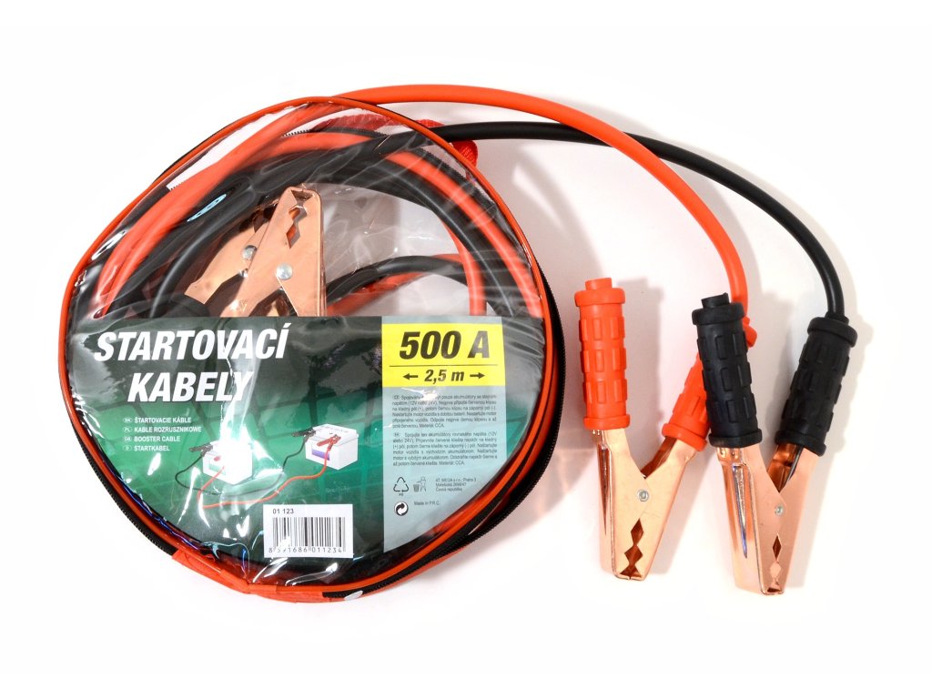 Startovací kabely 500A 2,5m zipper bag Compass 01123