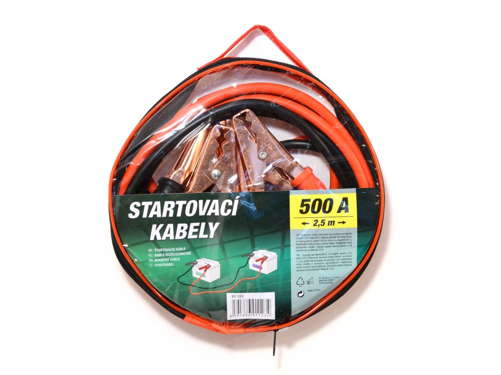 Startovací kabely 500A 2,5m zipper bag Compass 01123