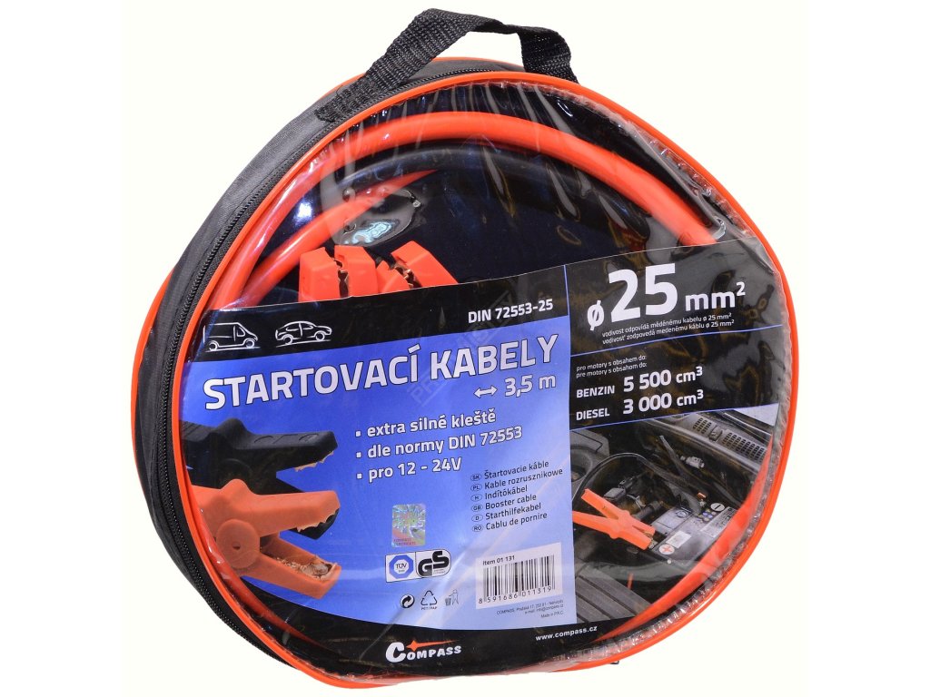 Startovací kabely 25 délka 3,5m TÜV/GS DIN72553 Compass 01131
