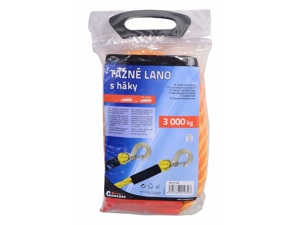 Lano tažné 3000 kg s karabinami Compass 01232