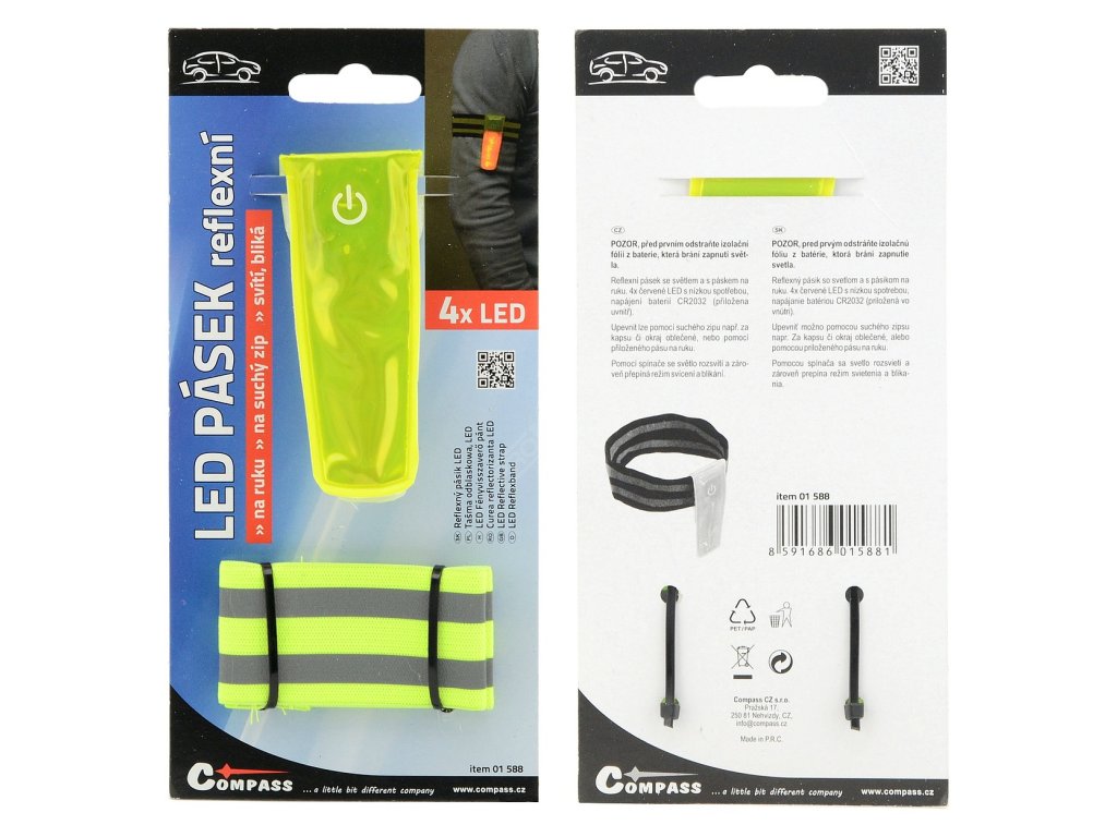 Pásek reflexní 4LED na ruku Compass 01588