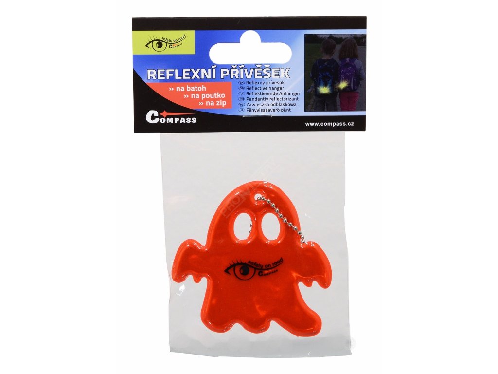 Přívěšek reflexní GHOST - červený Compass 01730