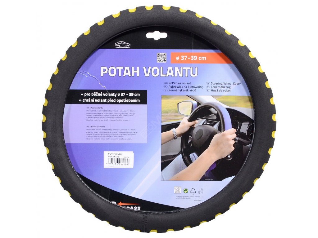 Potah volantu SOFT žlutý Compass 06416