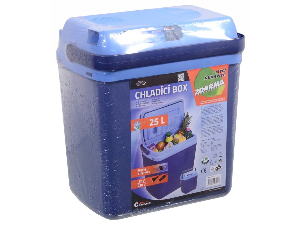 Chladící box 25litrů BLUE 220/12V displej s teplotou Compass 07121 + Dárek, servis bez starostí v hodnotě 300Kč