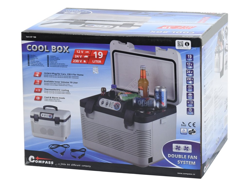 Chladící box 19l + display 220V/24V/12V DOUBLE Compass 07130 + Dárek, servis bez starostí v hodnotě 300Kč