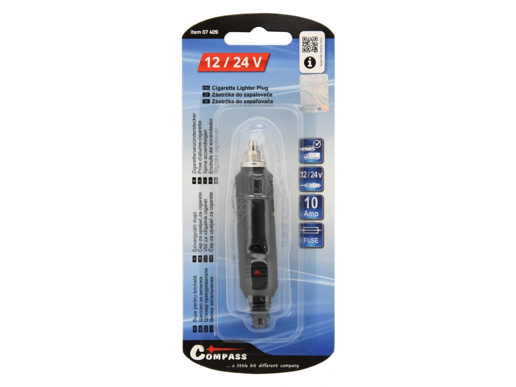 Zástrčka do zapalovače 12/24V s pojistkou Compass 07409