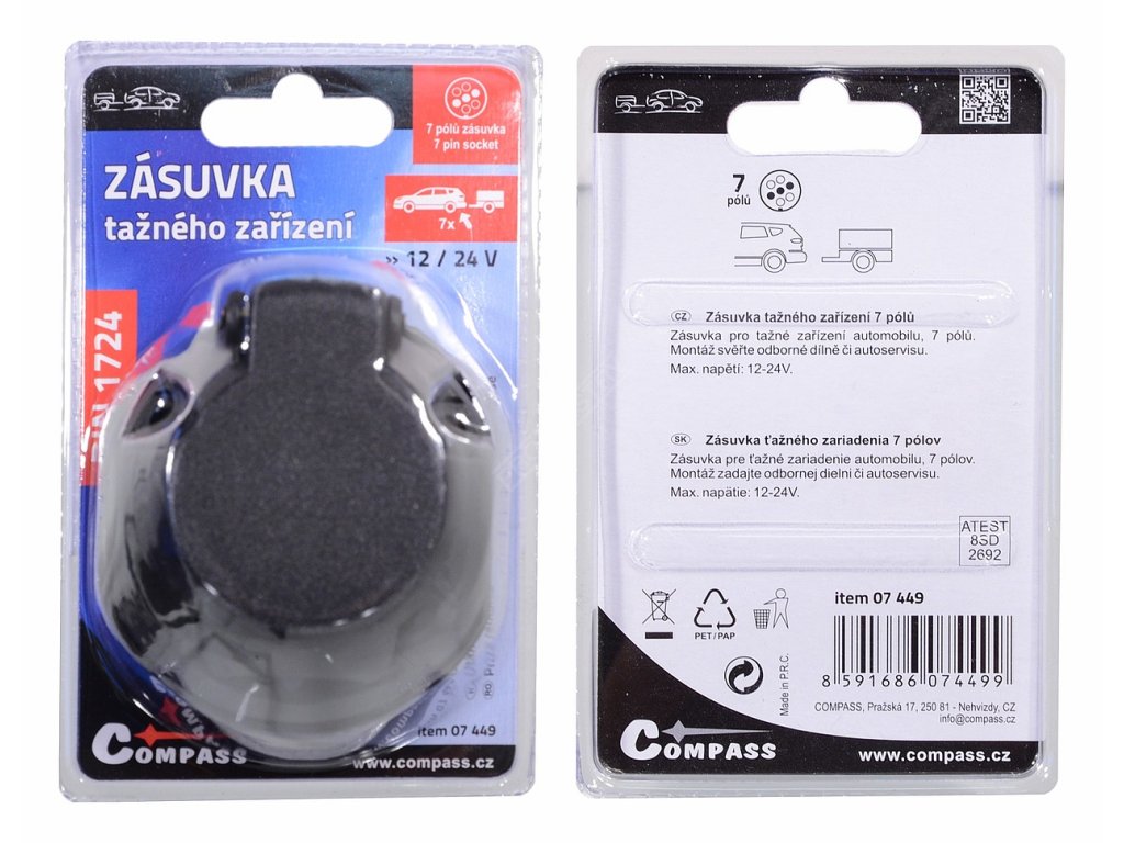 Zásuvka tažného zařízení 7 pólů s těsněním Compass 07449