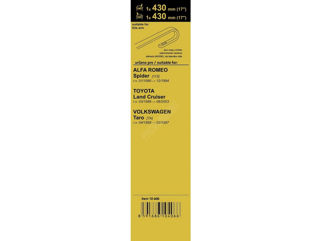 Stěrače FLAT SET (HOOK) 430+430mm Compass 10406